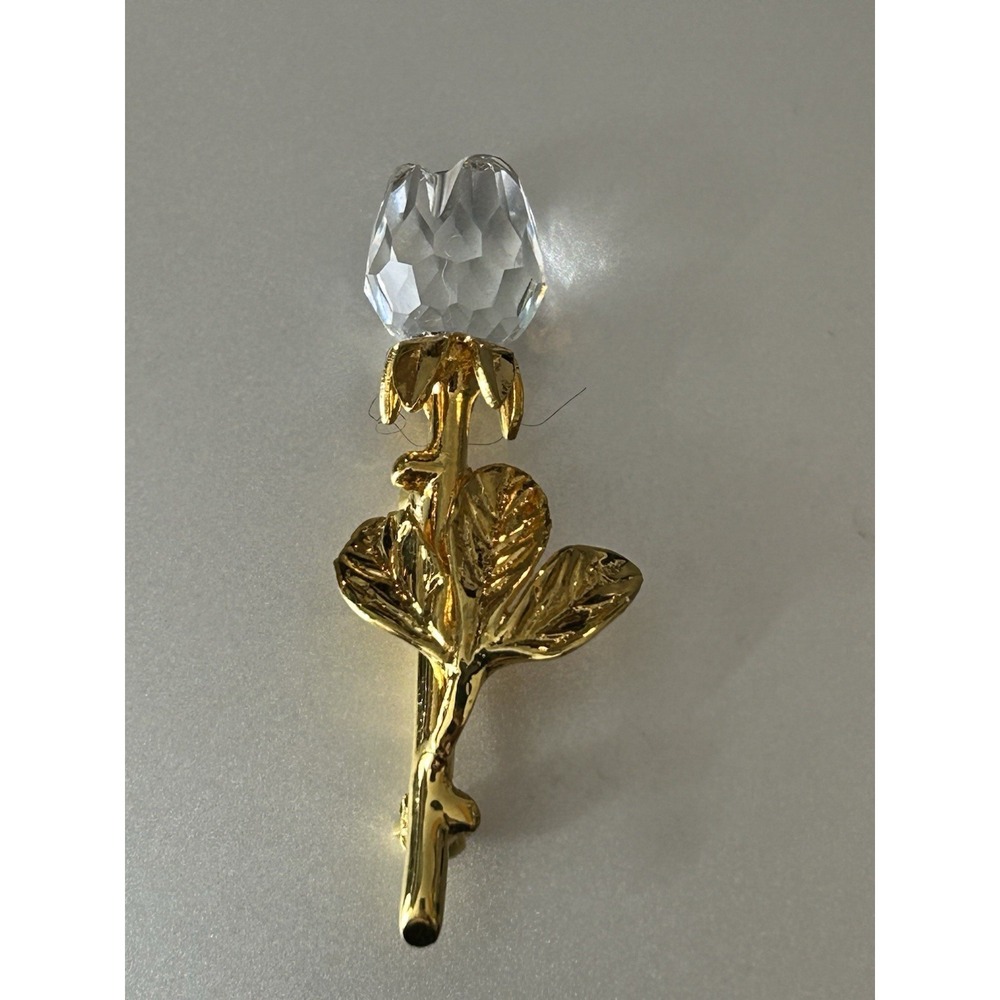 vintage 1960's signed Swarovski crystal gold tone tulip flower pin